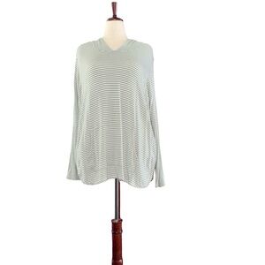 Market & Spruce Green Striped Long Sleeve Top
